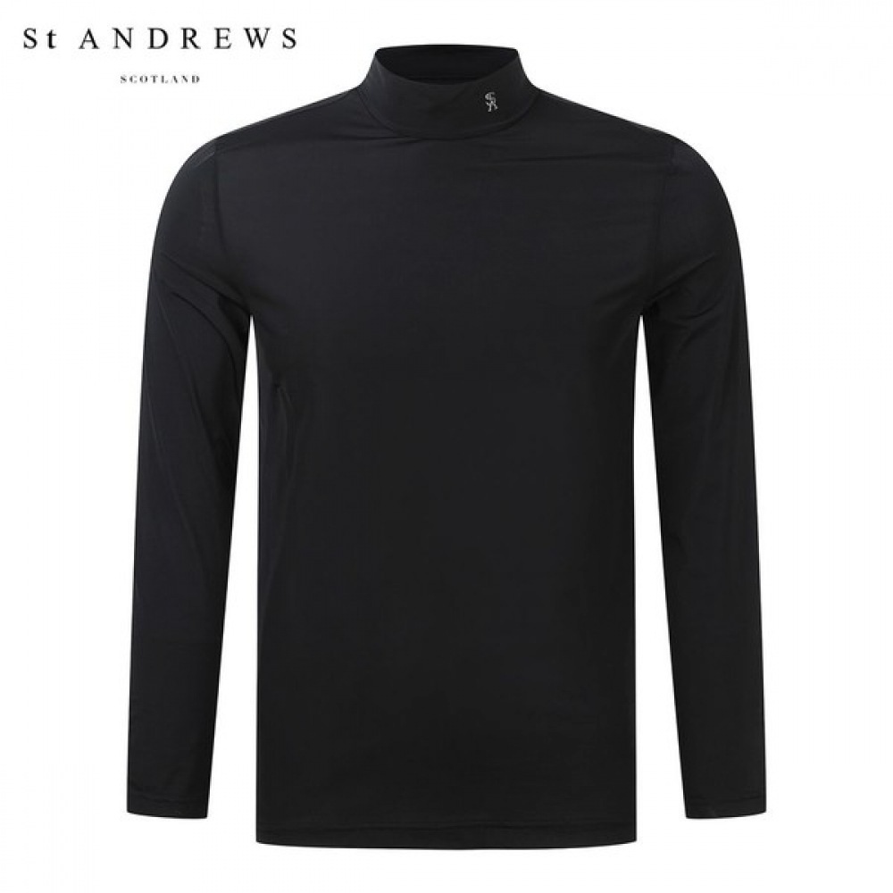 [St Andrews] メンズスリーブロゴエンボスポイント長袖インナーTシャツ