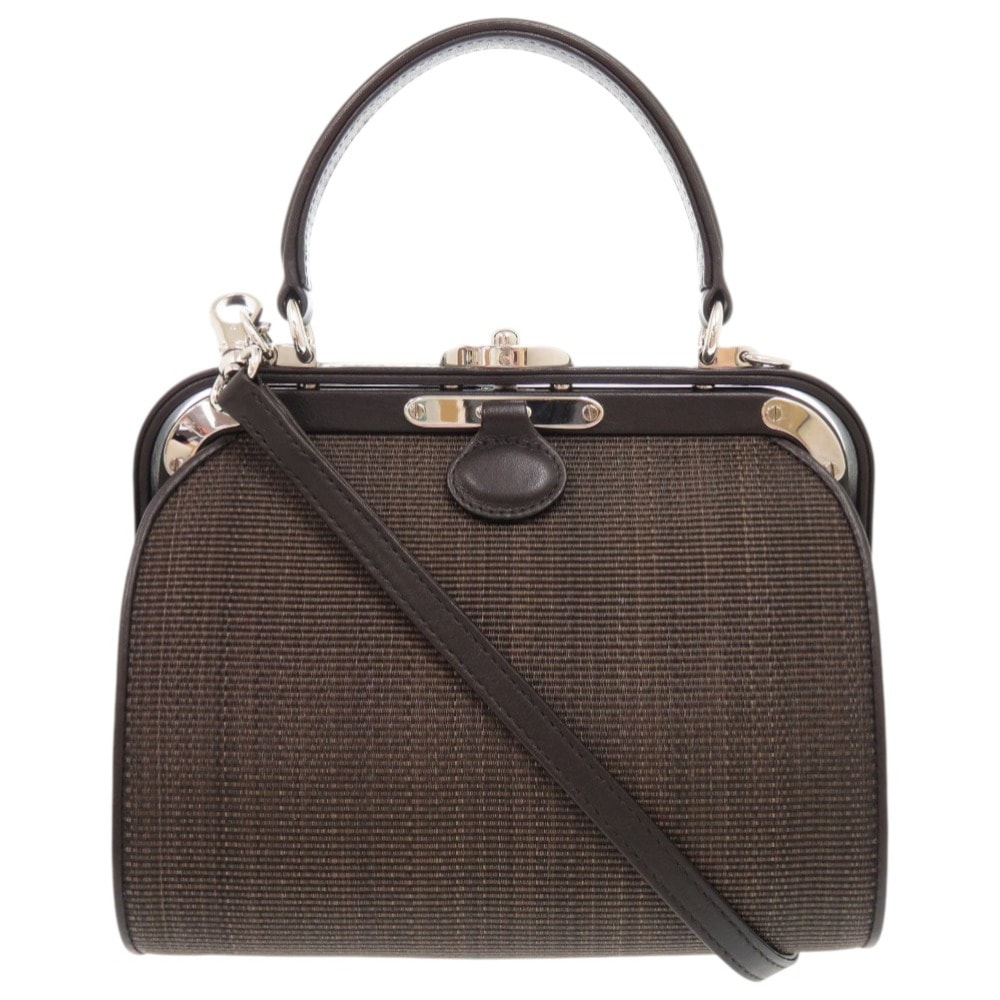 美品 2WAY ハンドバッグ ホースヘアー/レザー ダークブラウン 0832【中古】 レディース 43,200円