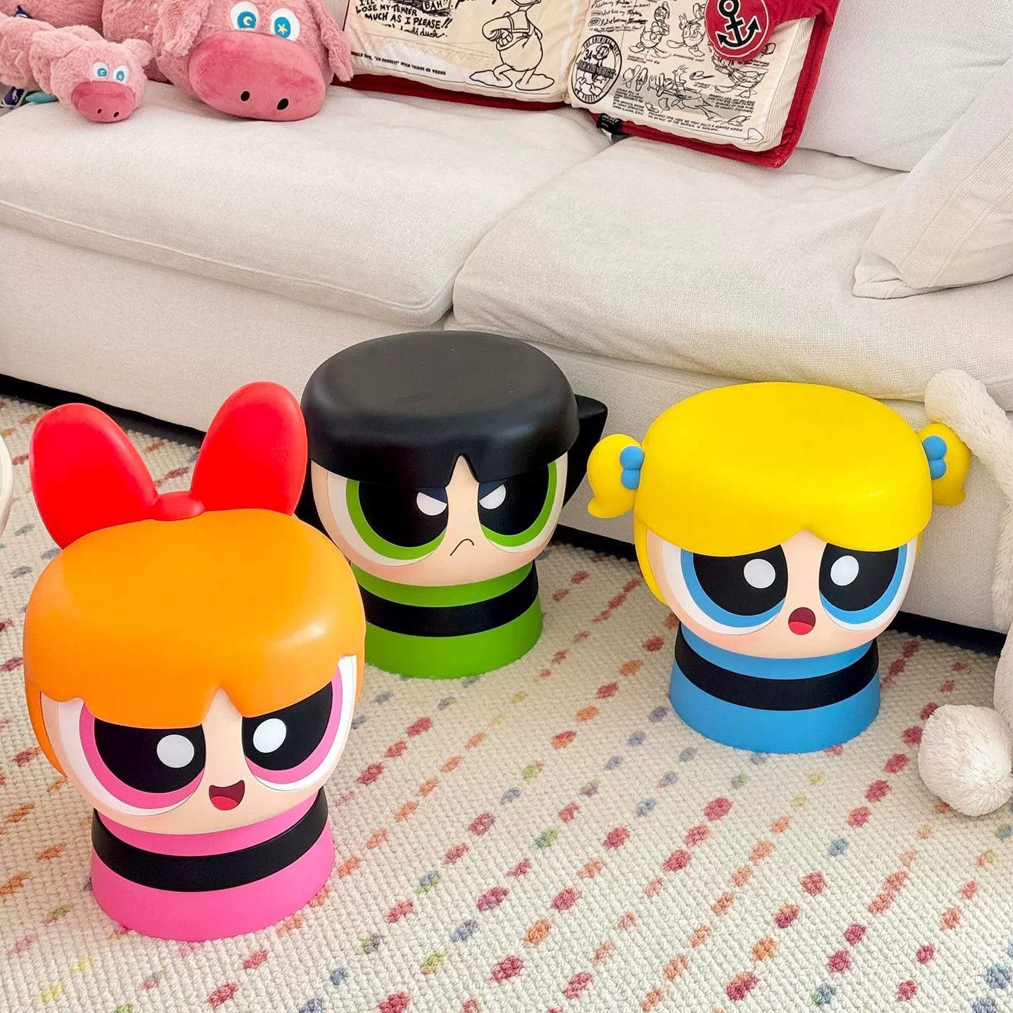 3種類1パワーパフガールズ 踏み台 スツール 玄関 イス キャラクター グッズ おしゃれ 可愛い フィギュア 置物 プレゼント