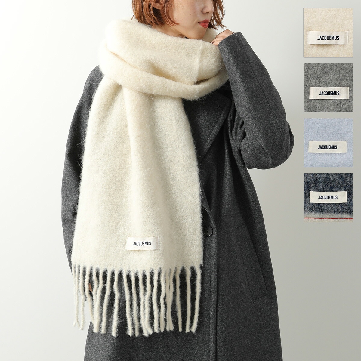JACQUEMUS ジャックムス Carro マフラー ACU00572BOT4032 レディース フリンジ アルパカブレンド ウール混紡 スカーフ ロゴ刺繍 カラー4色