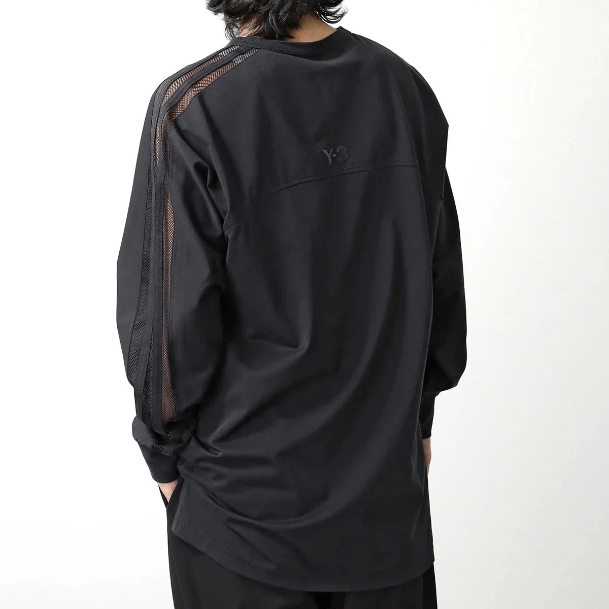 Y-3 ワイスリー ロングスリーブTシャツ M MESH 3 LS TEE JL8309 メンズ カットソー メッシュ 3ストライプ ロゴ BLACK