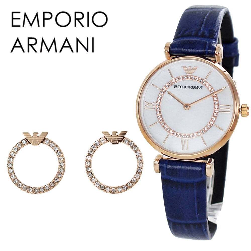 パーティー ドレス 革ベルト 女性 お母さん 妻 彼女 娘 祖母 高校生 大学生 腕時計 手表 ピアス ギフトセット 特別ボックス レディース ブランド 腕時計 手表 エンポリオアルマーニ 誕生日プレ