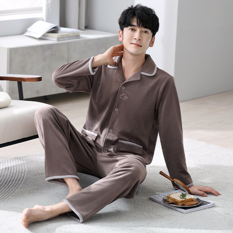 フランネル パジャマ メンズ 秋冬 コーラルベルベット 大きいサイズ 厚手プラスベルベット あったかアイランドベルベット 長袖 ホーム服セット