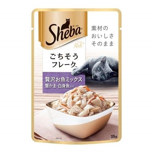 （まとめ買い）マースジャパン シーバ リッチ ごちそうフレーク 贅沢お魚ミックス 蟹かま/白身魚入り 35g 猫用 [x48] 6,011円
