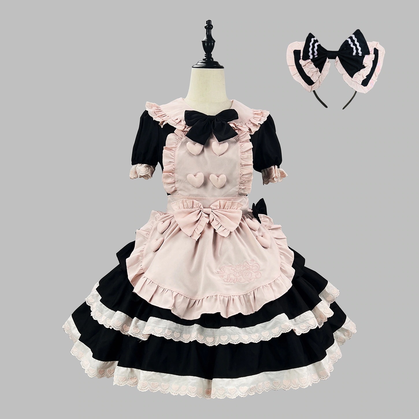 新商品高貴な甘辛黒粉メイド服lolitaかわいい妹柔らかい妹opは王女スカートを逃げています