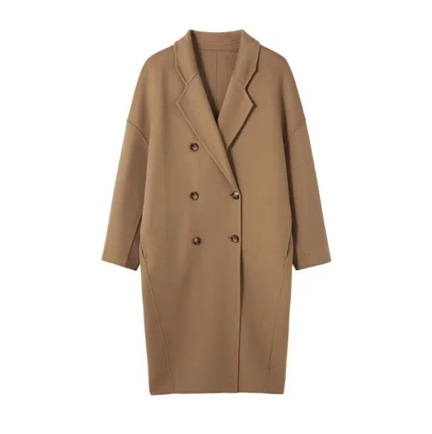 アウター コート ロングコート 袖あり 長袖 襟付き ノッチドラペル デザイン ボタン ダブルブレスト オーバーサイズ ビッグシルエット 美ライン ニュアンス カラバリ かわいい 大人可愛い きれいめ 5,790円