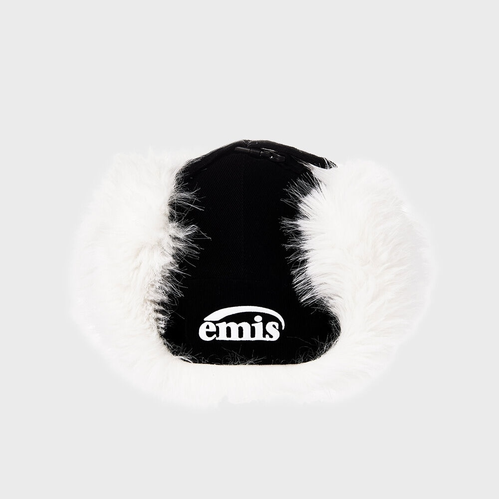 IMIS コーデュロイファーイヤーフラップキャップ-ブラック