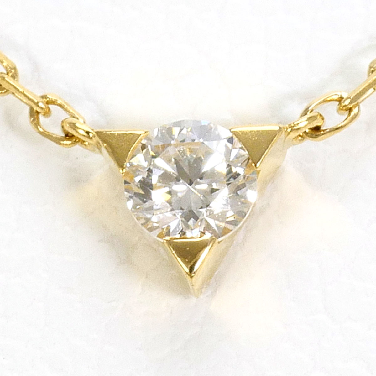 アーカー K18 18金 YG イエローゴールド ネックレス ダイヤモンド 0.08ct 総重量約1.2g 約39cm 中古