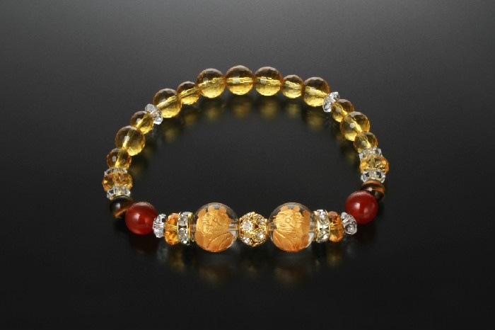 大好運万能招き猫ブレス白水晶/黄水晶/虎目石/赤メノウ/パワーストーン ブレスレット 4,666円