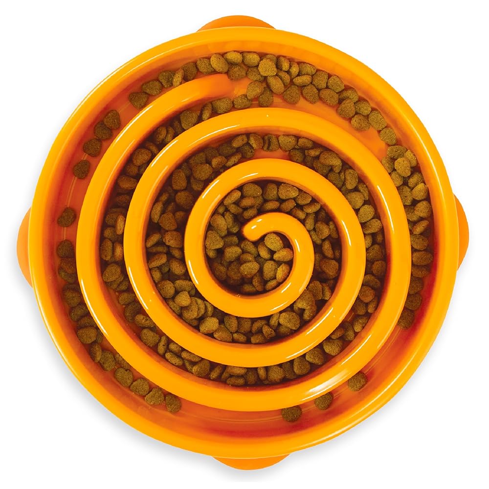ＤＯＧ ＧＡＭＥＳ ＳＬＯ-ＢＯＷＬ 早食い防止 大型犬 フードボウル (オレンジ)