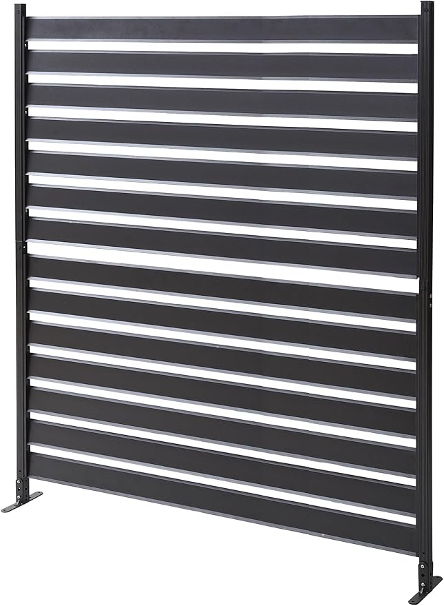 アルミボーダーフェンス 幅120×高さ149cm フェンス 目隠しフェンス アルミ ルーバー 衝立 屋外 日よけ 組立簡単 ダークブラウン KABF-120H