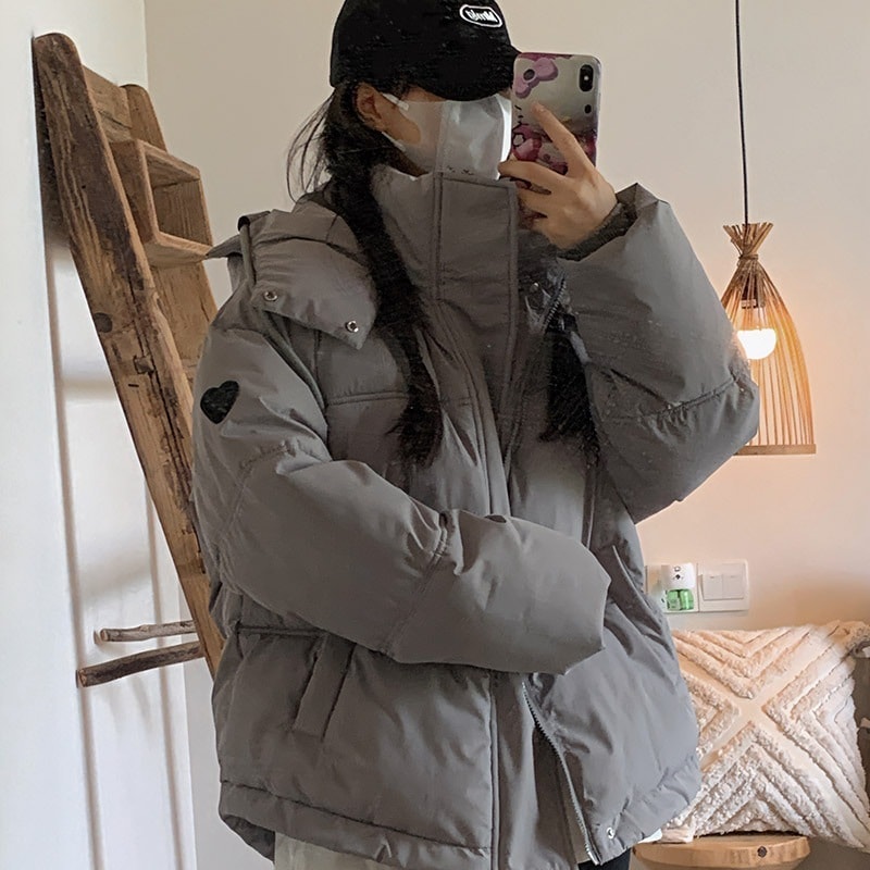 コットンコート レディース 2024新作韓国風ツイルショートダウンコットンコートレディースフード付きおしゃれパンコート