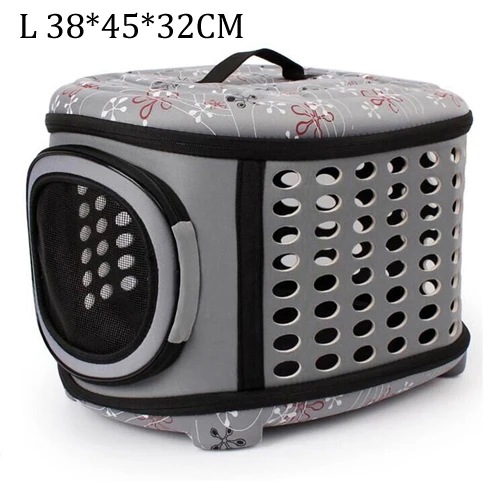 ペット用の折りたたみ式トラベルバッグ,猫と犬用のバッグ,通気性,ピンク,折りたたみ式,小,屋外用 L 38x45x32cm gray