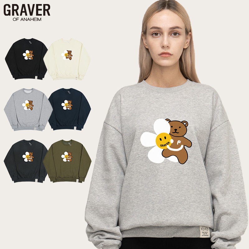 [UNISEX]フラワーベアスマイルスウェット_6color