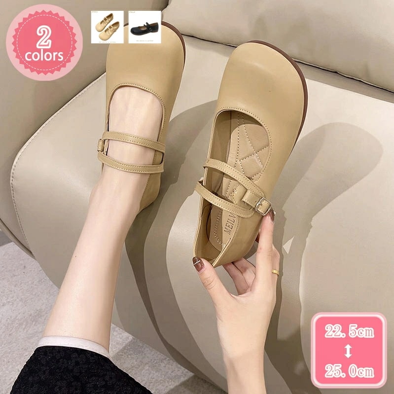 1000円OFFクーポン パンプス レディース ラウンドトゥ 美脚 ローヒール フラット ストラップ 歩きやすい ぺたんこ パンプス フラットシューズ 通学靴 通勤靴 カジュアルシューズ 脱げない 疲