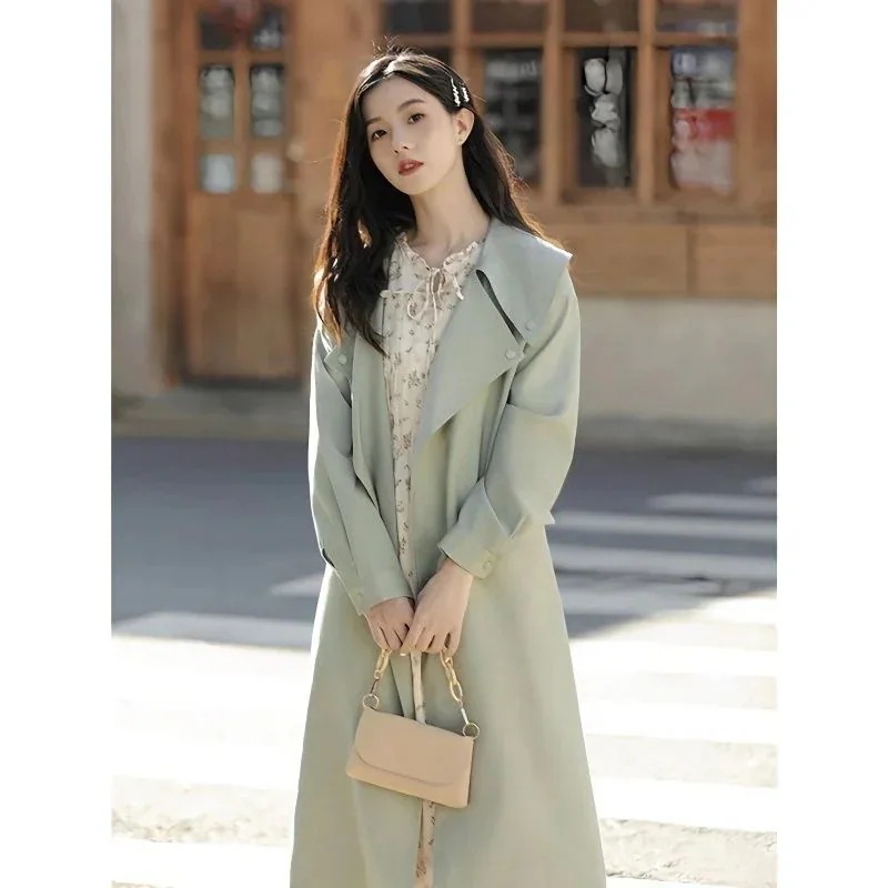 高レビュ一 服 着痩 レディース トレンチコートファッション AWアウター トレンチコート スプリングコート ジャケットジャケット 日韓 ロング