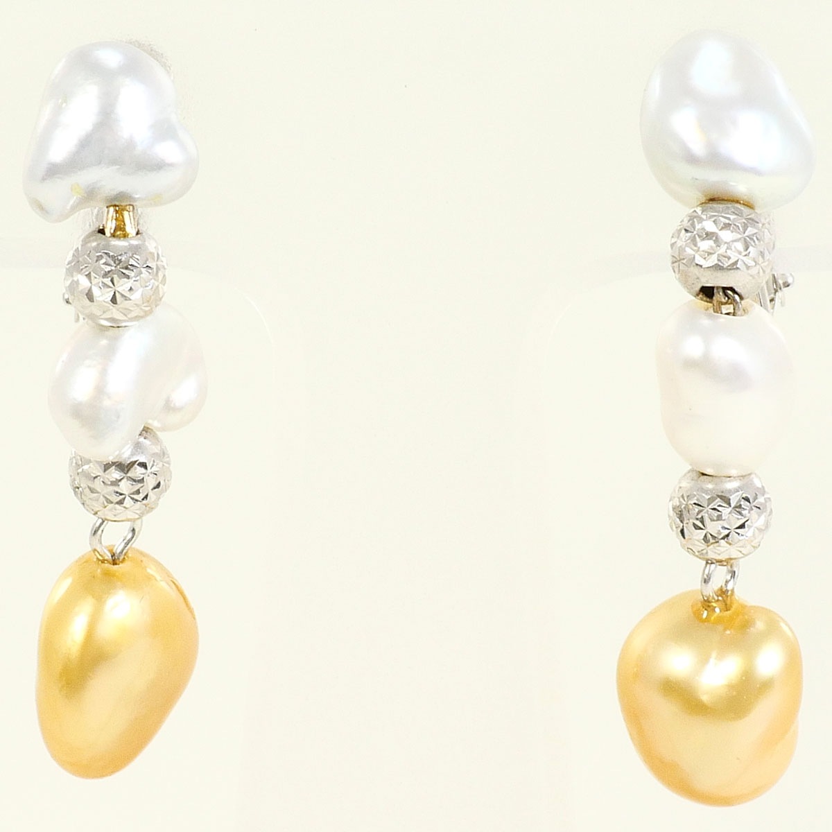 K14 14金 WG ホワイトゴールド イヤリング パール（真珠） 総重量約4.0g 中古