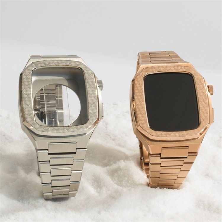 Apple watch 保護ケース バンド セット ステンレス ビジネス アップルウォッチ ステンレス 金属製 時計ベルト 着せ替え 交換 44mm 45mm 全面保護ケース 男性 耐衝撃 耐久性 長