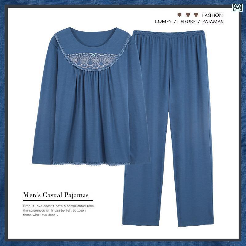 ルームウェア 部屋着 レディース 長袖 婦人 ミセス モダールコットン 高齢者 パジャマ 春夏服 ブルー グリーン パープル