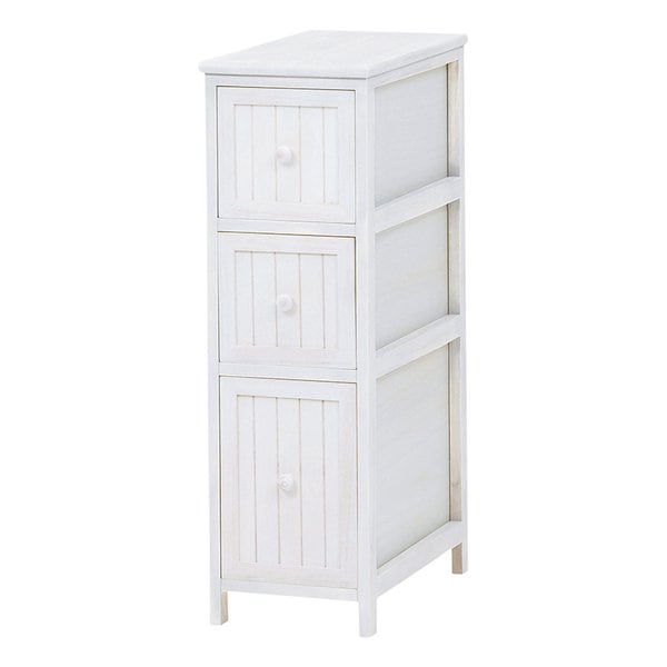 チェスト アンティークホワイト 幅25cm 3段 MCH-5671AW