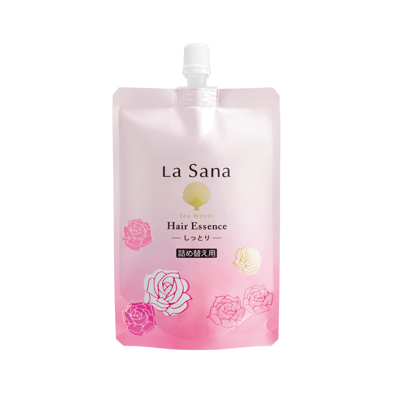 ラサーナ (La Sana) 海藻 ヘア エッセンス しっとり 詰め替え用 (140ml / ローズの香り) ヘアオイル 洗い流さないトリートメント ヘアエッセンス