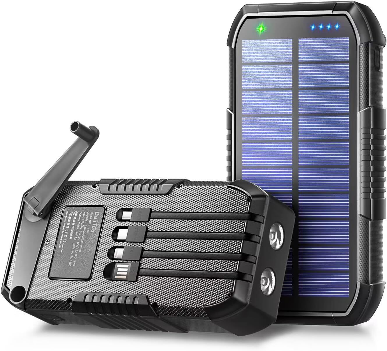 ソーラーモバイルバッテリー ソーラーバッテリー防災 大容量 地震 災害用【63200mAh & 手回し充電】 急速充電 ソーラーチャージャー 6台同時充電（3本ケーブル内蔵+USBポート） 5way蓄 5,594円