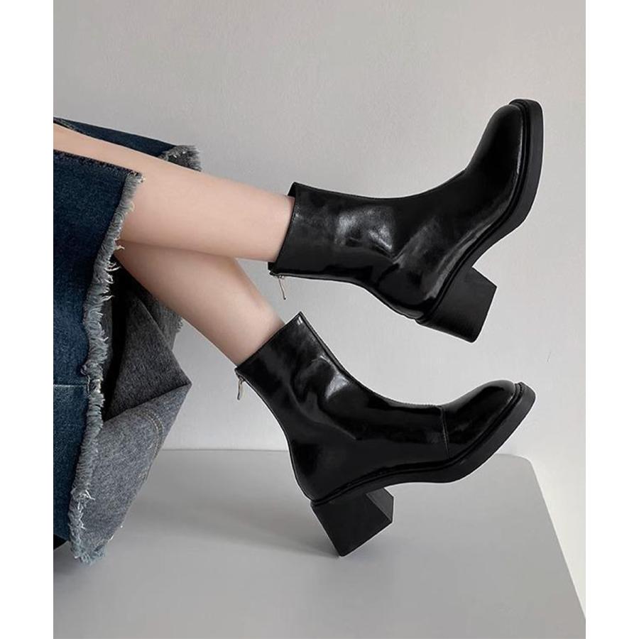 ショートブーツ レディース 太ヒール