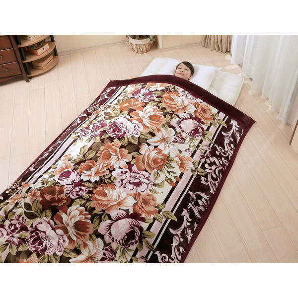 ファミリーライフ 掛布団カバーになる衿付きマイヤー2枚合わせ毛布 2色組 ブルー+ワイン(a31163) メーカー直送