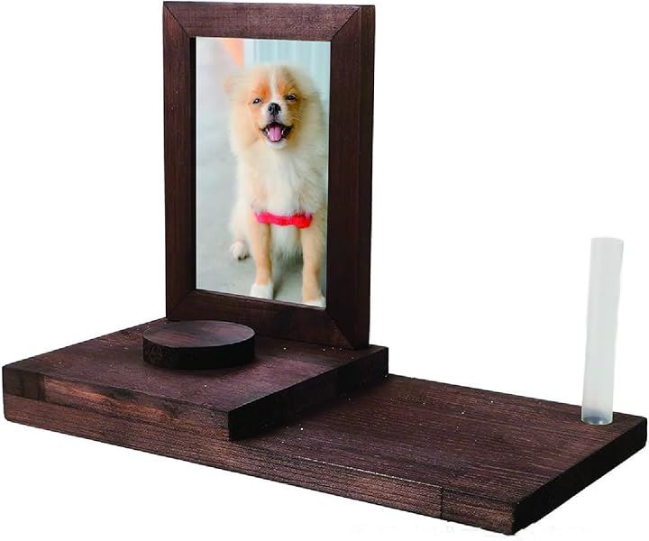 ペット 仏壇 メモリアル 木製 フォトフレーム ペット供養 愛犬 愛猫 供養台(ブラウン)