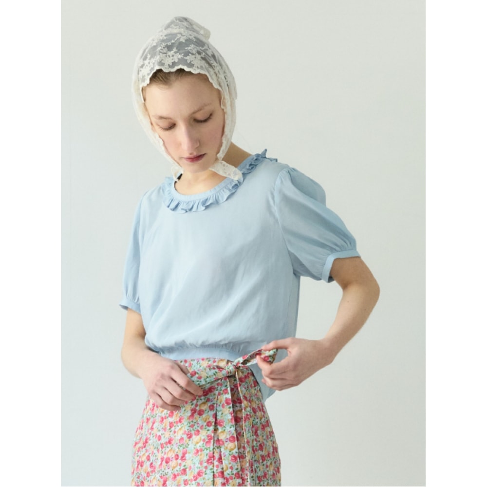 SIENNE スモーキーフリルトップ（ブルー）