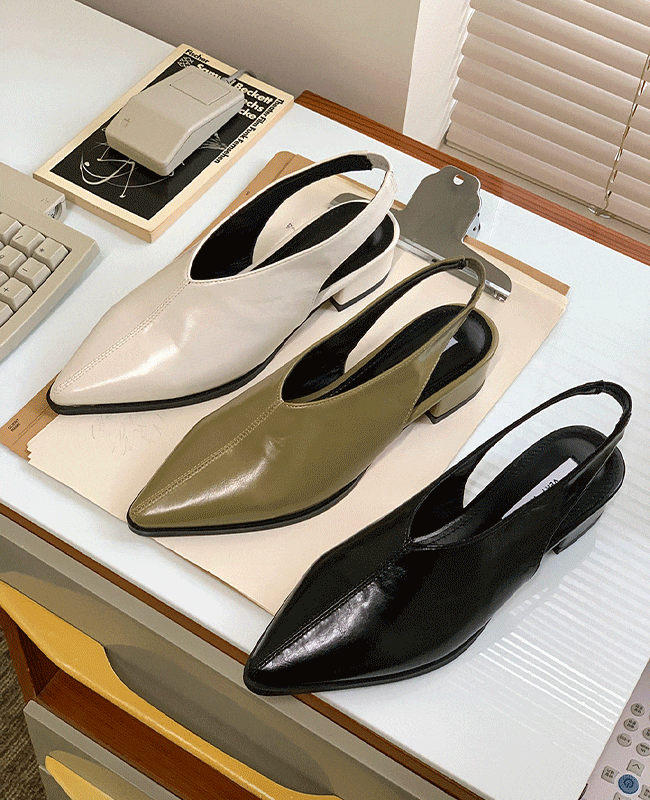 [MILOVANY] モア切開ラインスリングバックフラット3.5cm