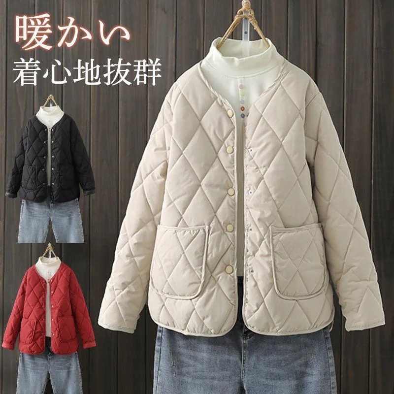 【2枚購入で100円OFF】【即納】中綿コート レディース キルティングコート ショート丈 中綿 ダウンコート ダウン 秋冬 防寒 裏起毛 アウター 羽織り 通勤