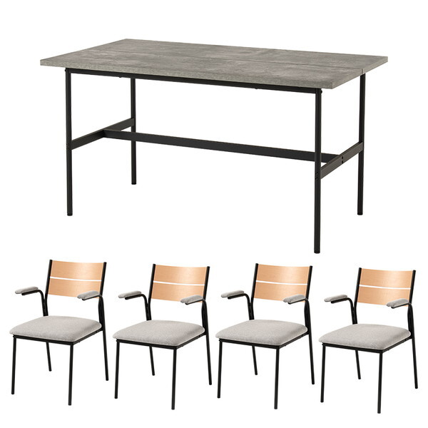 LT-3204MGY-06LGY-5S グレー/ナチュラル×ライトグレー ダイニング5点セット メーカー直送