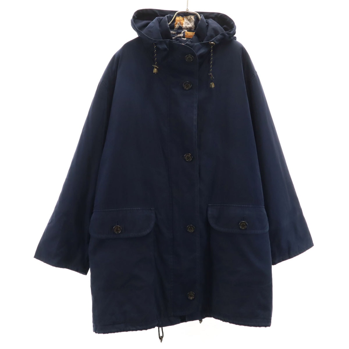 Burberrys バーバリーズ 90s オールド フーデット コート ネイビー ライナー付き 三陽商会 レディース 古着