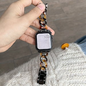 Apple Watch バンド 樹脂金属チェーン高級感 アップルウォッチ バンド 韓国ファッション watchベルト Applewatch8代 38/40/41/42/44/45/49mm