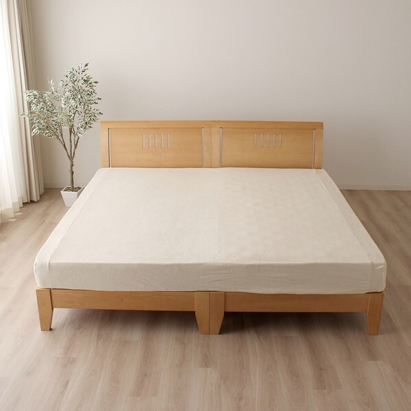 小栗 メリーナイト のびのびシーツ ファミリーサイズ シンカーパイル 約185×185cm ベッドマットレス・敷ふとん兼用シーツ アイボリー