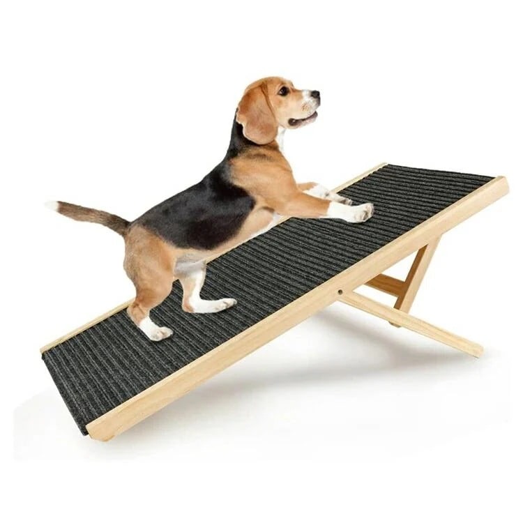 高品質新入 木製 調節可能 ペットスロープ 滑り止め カーペット 表面 犬用スロープ 4段階