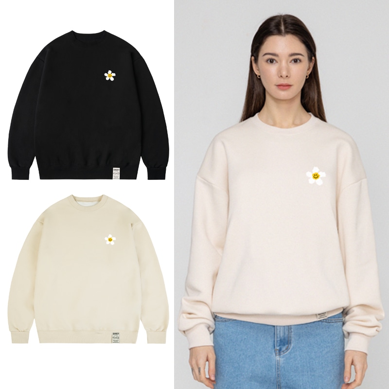 [UNISEX] Small Tape Flower Dot Smile Sweatshirt_2color