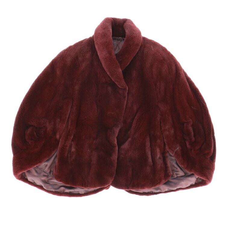 シェアード ミンク ファー ケープ ワインレッド 送料無料 レディース ギフト プレゼント