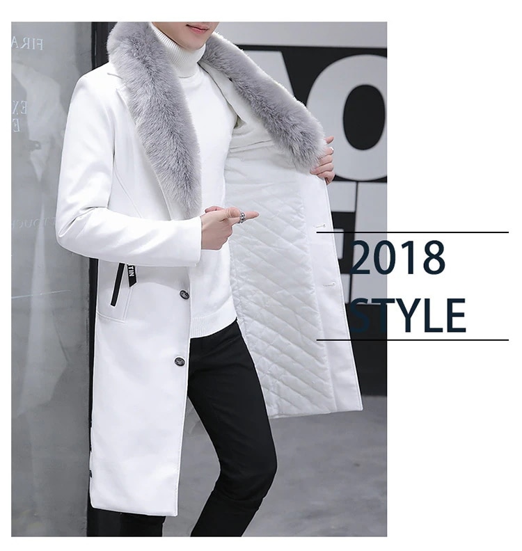 秋冬 ロング丈コート レザーコート 二つボタン ライダース PUジャケット メンズ 革ジャン ジャケット アウター フェイクファー付き 中綿 20代30