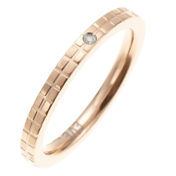 天然ダイヤモンド 格子柄ゴールドリングサージカル ステンレス316L使用で低アレルギーで安心送料込み