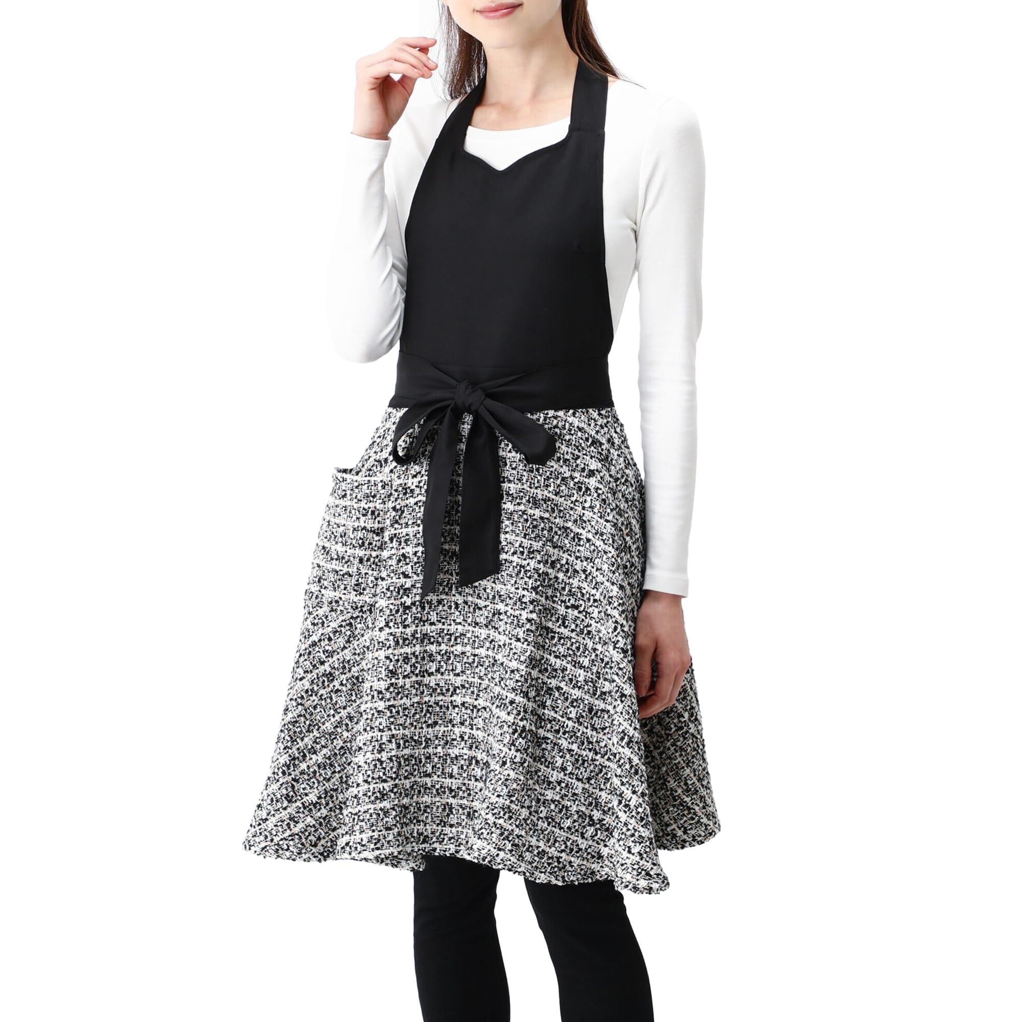 [Francfranc] フランフラン ツイード フルエプロン ブラック