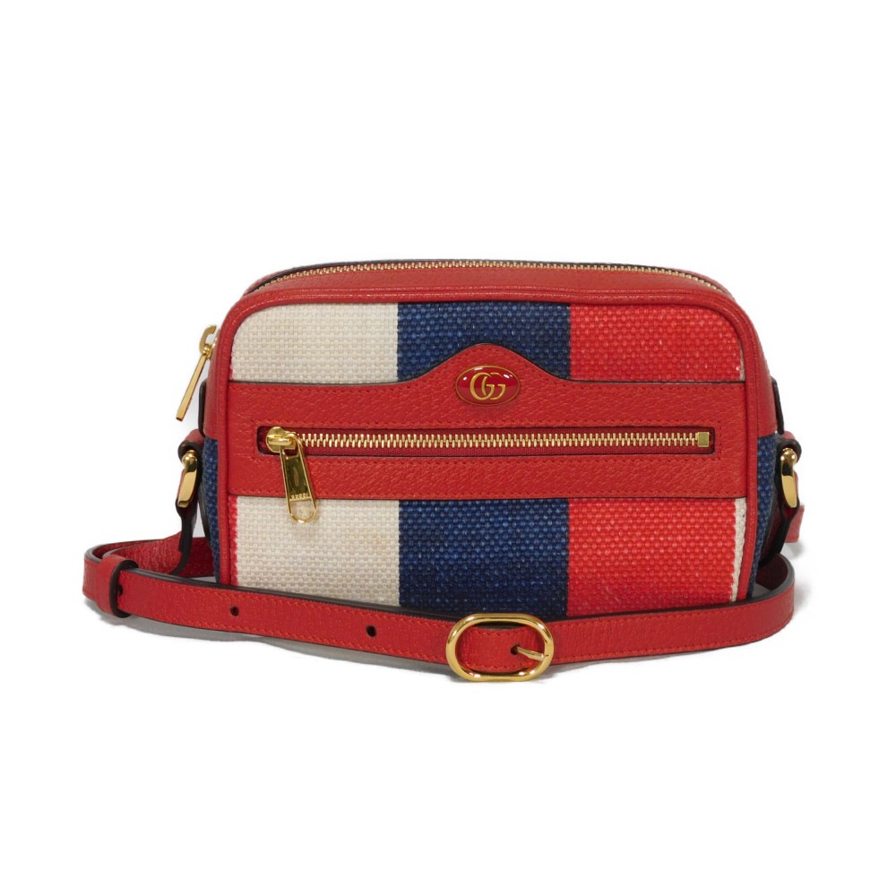 【中古】 ショルダーバッグ バイアデラ リネン トリオカラー クロスボディ オフィディア ミニ バッグ ダブルG 517350