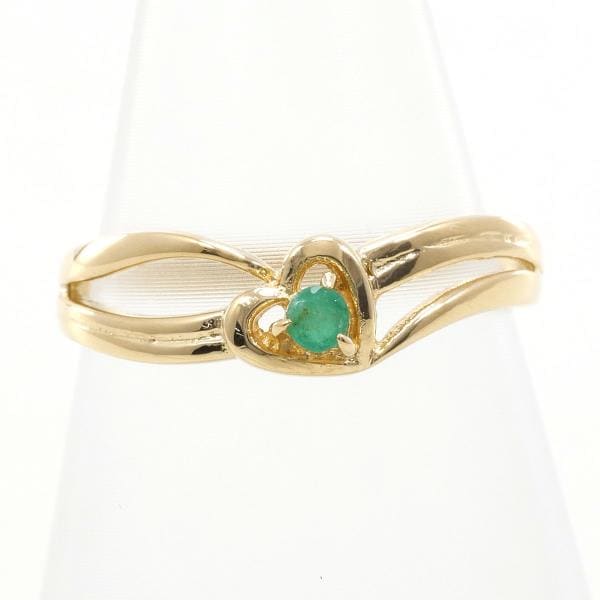 K18 18金 YG イエローゴールド リング 指輪 10号 エメラルド ジュエリー 中古