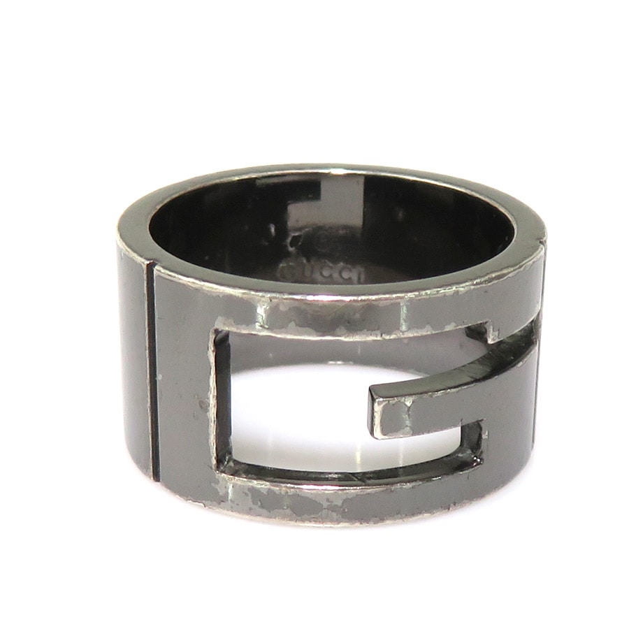 グッチ GUCCI リング・指輪 Gロゴ シルバー925 ガンメタル メンズ 18号 w1160a