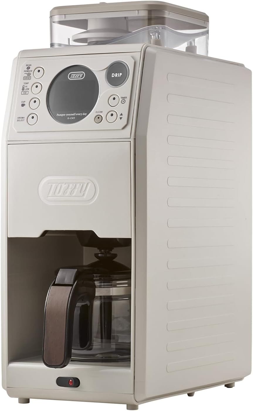 全自動ミル付カスタムドリップコーヒーメーカー K-CM9 ミル ドリップ 豆挽き 無段階グラインド 温度設定 味わい3段階 タイマー機能 クリーニングモード搭載 (グレージュ)