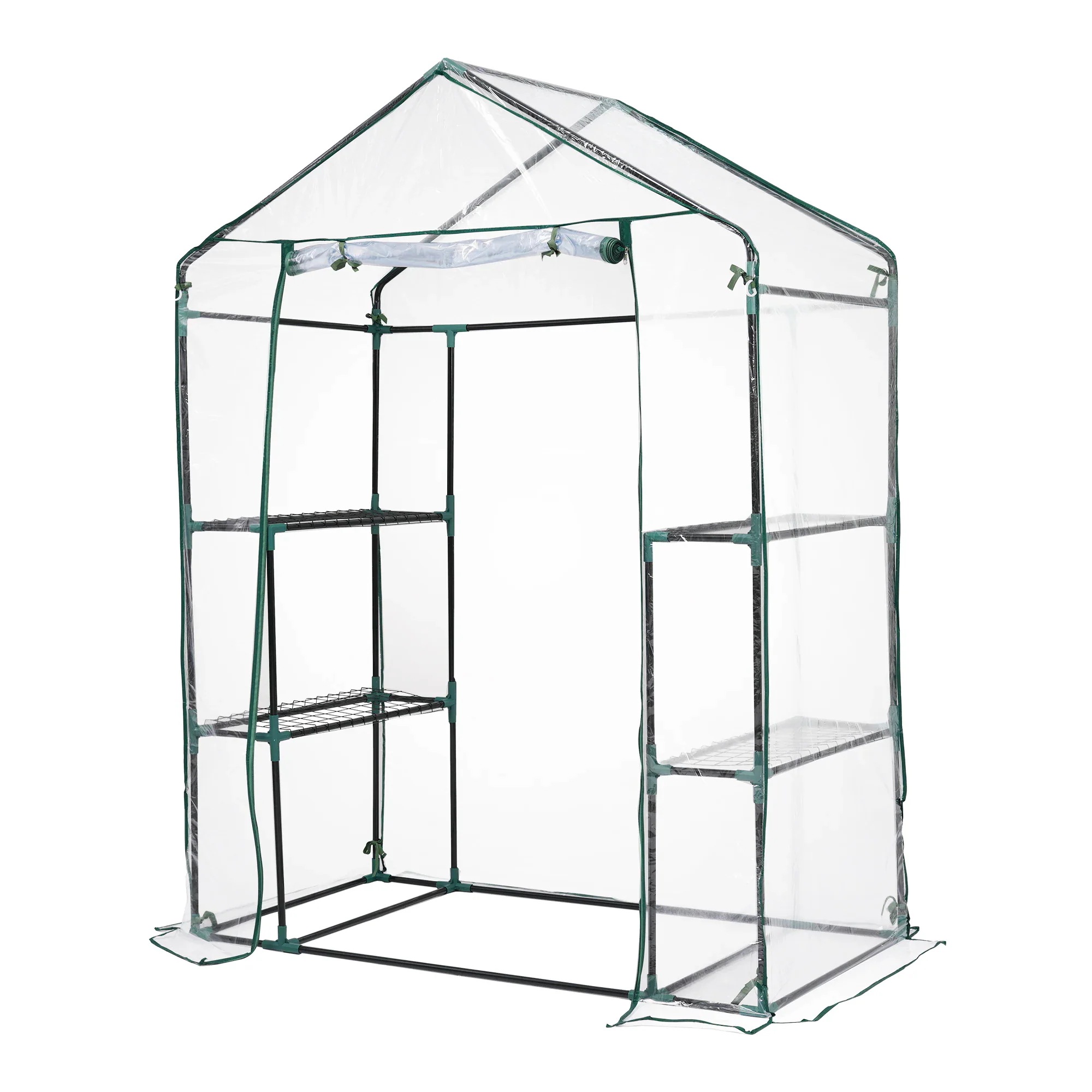 ビニール温室 2枚カバー付き 温室 左右3段 144*75*193CM ベランダ 家庭用 ビニールハウス グリーンハウス 家庭菜園 ガーデンハウス フラワーハウス ラック ビニール カバー