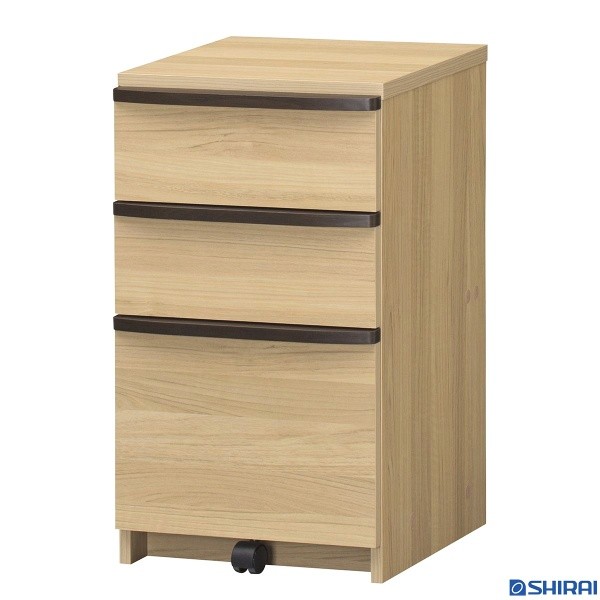 デスクワゴン 3段 チェスト 木製 ナチュラルブラウン