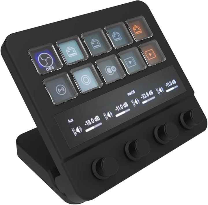 ショートカットキー カスタムキー スイッチャー 配信者向けデバイス 左手デバイス 片手デバイス 10個のマクロキー ダイヤル 多機能統合ハブ 作業効率向上 片手キーボード(ブラック)