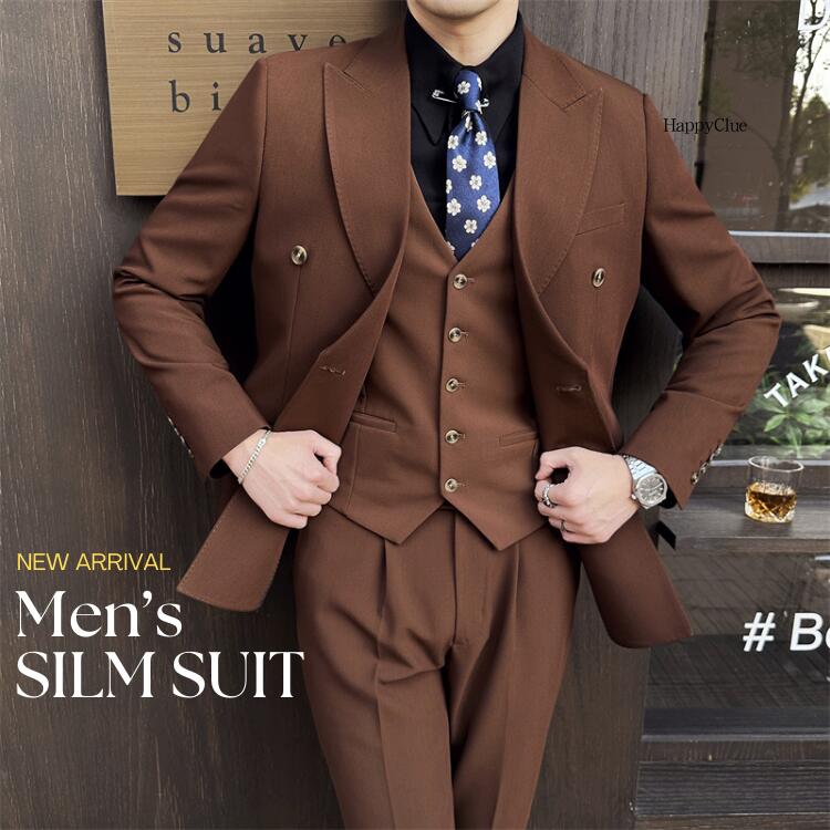 ダブルスーツ 結婚式 3ピーススーツ メンズスーツ おしゃれスーツ 前撮り 礼服 スリーピース 発表会 タキシード 紳士服 冠婚葬祭 スーツ メンズ ビジネススーツ フォーマル 通勤 オフィス 二次会 7,769円